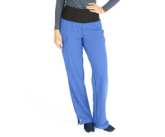 Ocean Ave Women's Stretch Wide Waistband Scrub Pants with Cargo Pocket, Ceil Blue, Petite Inseam, Size L