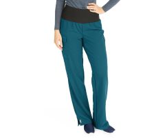 Ocean Ave Women's Stretch Wide Waistband Scrub Pants with Cargo Pocket, Caribbean Blue, Regular Inseam, Size S