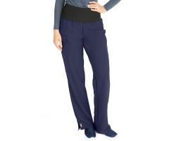 Ocean Ave Women's Stretch Wide Waistband Scrub Pants with Cargo Pocket, Navy, Tall Inseam, Size M