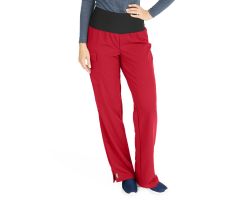 Ocean Ave Women's Stretch Wide Waistband Scrub Pants with Cargo Pocket, Red, Regular Inseam, Size XS