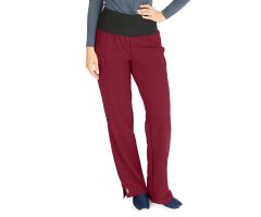 Ocean Ave Women's Stretch Wide Waistband Scrub Pants with Cargo Pocket, Wine, Regular Inseam, Size XS