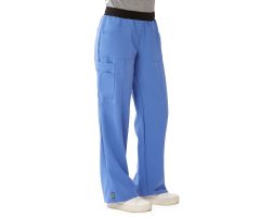 Pacific AVE Women's Stretch Wide Waistband Scrub Pants with Cargo Pocket, Ceil Blue, Tall Inseam, Size 3XL