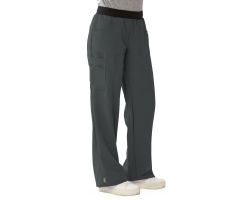 Pacific AVE Women's Stretch Wide Waistband Scrub Pants with Cargo Pocket, Charcoal, Tall Inseam, Size 2XS