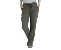 Melrose AVE Women's Stretch Boot-Cut Scrub Pants with Drawstring/Elastic Waist, Olive, Tall Inseam, Size 3XL