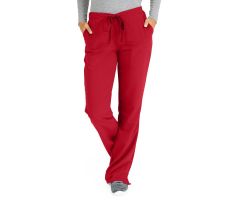 Melrose AVE Women's Stretch Boot-Cut Scrub Pants with Drawstring/Elastic Waist, Red, Petite Inseam, Size 2XL
