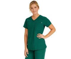 Berkeley AVE Women's Stretch Tunic Scrub Top with 3 Pockets, Hunter Green, Size 3XL