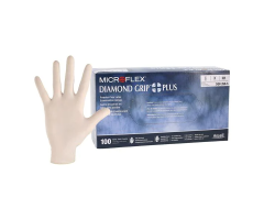 MICROFLEX Diamond Grip Plus Latex Exam Gloves Small Natural Non-Sterile 100/Bx