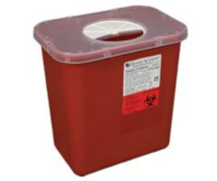 Sharps Container 2gal Red/Clear 10-3/10x7x10-1/10" Rotor Lid Polypropylene Ea, EACH