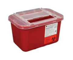Sharps Container 1gal Red/Clear 10-3/10x7x5-3/5" Sliding Lid Polypropylene Ea, 32 EA/CA ,5700378EA
