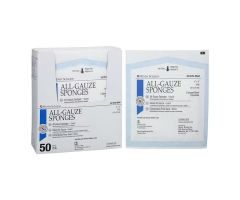Henry Schein Premium 100% Cotton All-Gauze Sponge 4x4" 8 Ply Sterile Square LF, 50/Box