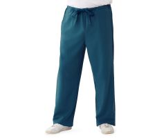 Newport Ave Unisex Stretch Scrub Pants with Drawstring and 3 Pockets, Caribbean Blue, Tall Inseam, Size 2XS