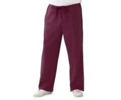 Newport Ave Unisex Stretch Scrub Pants with Drawstring and 3 Pockets, Wine, Tall Inseam, Size S