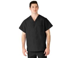 AngelStat Unisex Reversible V-Neck Scrub Top with 2 Pockets, Black, Size 4XL, Angelica Color Code