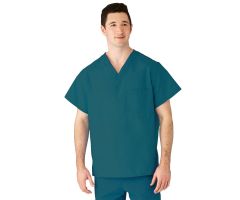 AngelStat Unisex Reversible V-Neck Scrub Top with 2 Pockets, Peacock, Size 2XL, Color Code