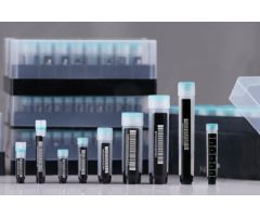 SBS 3D Cryovials, 2D barcode on the bottom and 1D barcode on the side, 1.0 mL, Internal Thread, 12*8 Rack, Sterile, 96 pcs/rack, 10 racks/case, 960 pcs/case