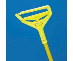 Mop Handle Quick Change 60 Inch Length Vinyl Coated Aluminum / Plastic Yellow Thumbwheel / Side Gate Connection