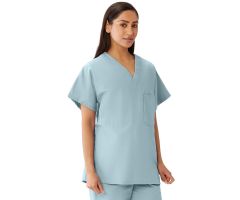 Unisex 100% Cotton Reversible V-Neck 2-Pocket Scrub Top, Size XL, Misty