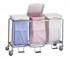 Triple Hamper with Bags 4 Casters 30 to 35 gal.