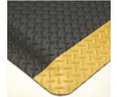 Anti-Fatigue Floor Mat UltraSoft Diamond-Plate SpongeCote 3 X 5 Foot Black / Yellow PVC / Nitrile Infused Sponge