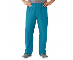 AngelStat Unisex Cargo Scrub Pants with Elastic Waist, Peacock, Long Inseam, Size L