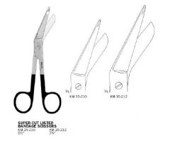 Bandage Scissors KMedic SuperCut Lister 7-1/4 Inch Length Surgical Grade Stainless Steel NonSterile Finger Ring Handle Angled Blunt Tip / Blunt Tip