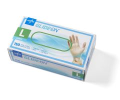 For California Only, Glide-On Powder-Free Vinyl Exam Gloves, Size L