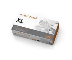 For California Only, Accutouch Powder-Free Clear Vinyl Exam Gloves, Size XL