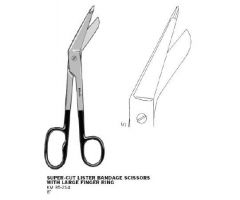 Bandage Scissors KMedic SuperCut Lister 8 Inch Length Surgical Grade Stainless Steel NonSterile Finger Ring Handle Angled Blunt Tip / Blunt Tip