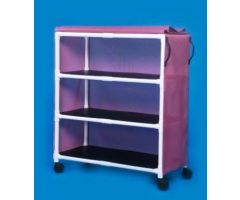 Linen Cart 3 Inch Twin Wheel Casters 55 lbs. Weight Capacity 3 Removable Shelves With 16 Inch Spacing 45 X 20 Inch
