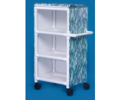 Linen Cart 4 Casters, 4 Inch, Twin Wheel PVC 3 Removable Shelves, 14-1/2 Inch Spacing 26 X 20 Inch