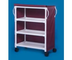 Linen Cart with Cover Deluxe Line Casters, 4 Inch 3 Removable Shelves, 12 Inch Spacing 36 X 20 Inch