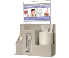 PPE Dispenser BOWMAN Wall Mount 3-Compartment Quartz Beige 5.75 X 11.38 X 15.00 Inch ABS Plastic / PETG Plastic