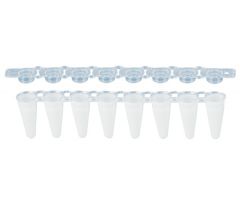 PCR strip of 8, 100l, PCR Performance Tested, white, PP, flat cap