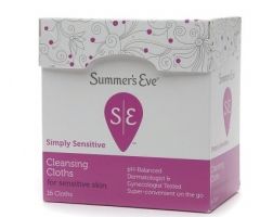 Personal Wipe Summer s Eve Simply Sensitive Individual Packet Purified Water Octoxynol Citric Acid Scented  Count
