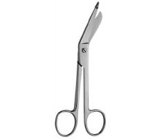 Bandage Scissors Lister 7-1/4 Inch Length Surgical Grade Finger Ring Handle Angled Blunt Tip / Blunt Tip