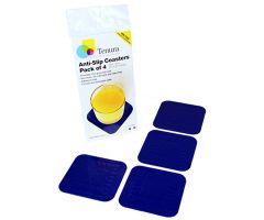 Tenura 753720902 Silicone Non-Slip Square Coaster-Blue-3"x3"-4/Pack