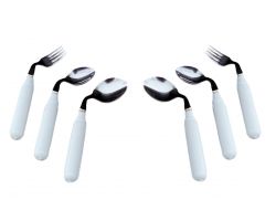 Soup Spoon Comfort Grip Right Handed / Curved White Vinyl-Coated