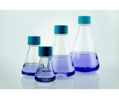 250ml PETG Erlenmeyer Flask, Flat base, Plug Seal Cap, Sterile,1/pk, 12/cs