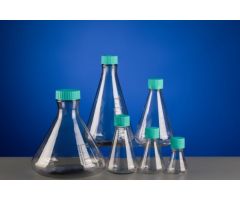 2L PC Conical Erlenmeyer Flasks, Flat Base, Vent Filter Cap, Sterile, 1/pk, 6/cs