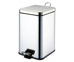 Trash Can Grafco 32 Quart Square Silver Stainless Steel Step On