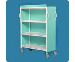 3 Shelf Linen Cart with Cover Deluxe 5 Inch Heavy-duty Casters, Two Locking 55 lbs. 3 Removable Shelves, 16 Inch Spacing 46 X 20 Inch