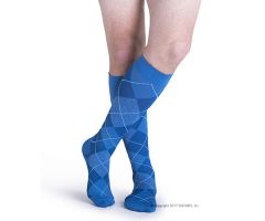 SIGVARIS 832CW Microfiber Shades Calf High-Lge Long-Royal Blue Argyle