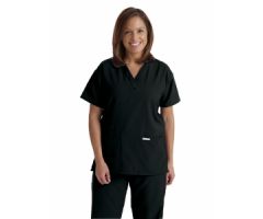 PerforMAX Women's V-Neck 2-Pocket Tunic Scrub Top, Size 2XL, Black