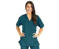 PerforMAX Women's V-Neck 2-Pocket Tunic Scrub Top, Size 3XL, Caribbean Blue