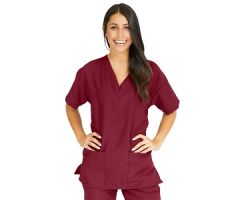PerforMAX Women's V-Neck 2-Pocket Tunic Scrub Top, Size 2XL, Wine