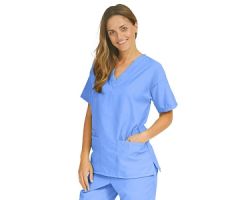 PerforMAX Women's V-Neck 2-Pocket Tunic Scrub Top, Size L, Ceil Blue