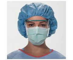 Surgical Mask FluidShield Anti-fog Foam Pleated Tie Closure One Size Fits Most Green NonSterile ASTM Level 1 Adult
