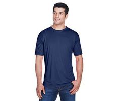 UltraClub Men's Cool and Dry Sport Performance Interlock T-Shirt, Navy, Size M