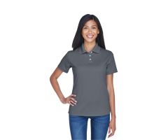 Women's Cool and Dry Stain-Release Performance Polo Shirt, Charcoal, Size L