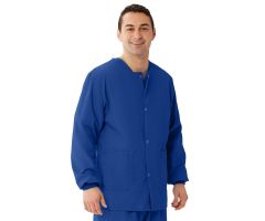 AngelStat Unisex Snap-Front Warm-Up Scrub Jacket, Sapphire, Size S, Medline Color Code